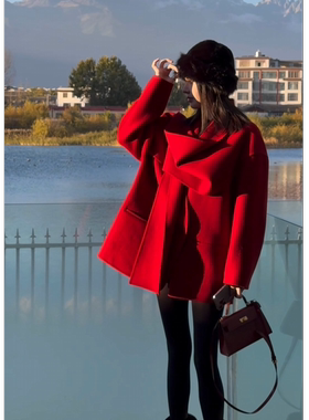 RS FOR ALL  100%羊毛带围巾款毛呢外套RSLD075