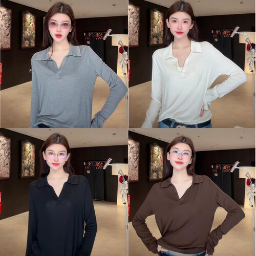 RS FOR ALL  桑蚕丝翻领长袖上衣RSDX8933