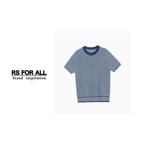 RS FOR ALL  夏季轻薄透气款速干条纹修身针织T恤RSMC3027