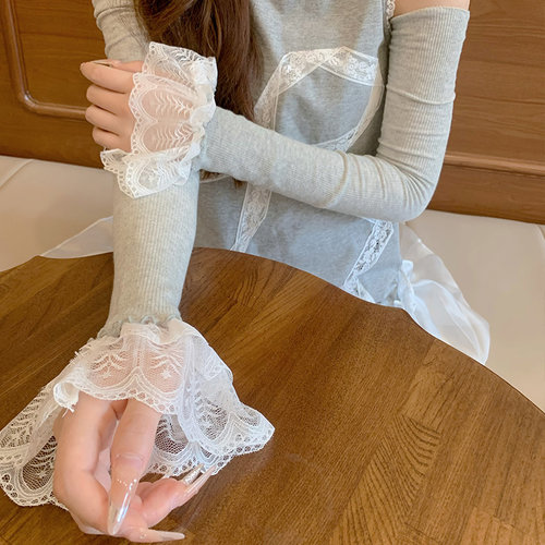 棉双层蕾丝花边手袖防晒