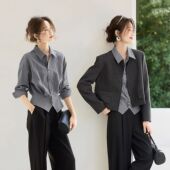 早秋新款 百搭显瘦收腰衬衣独特漂亮法式 小资小上衣服女