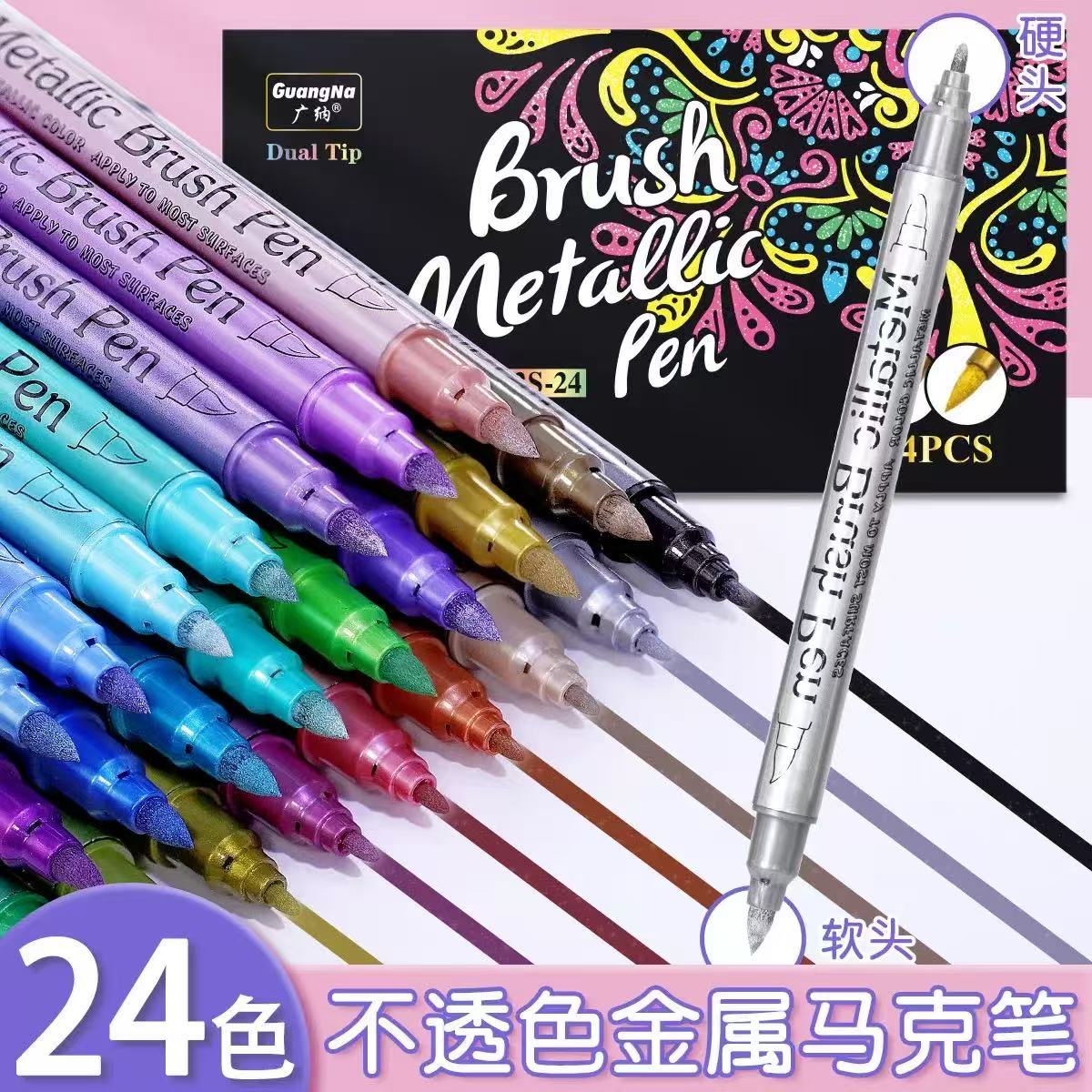 广纳562双头金属笔彩色工艺笔签名笔DIY贺卡笔补漆高光油性记号笔