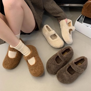 2025新款内增高配裙子保暖加绒毛毛鞋女秋冬单鞋棉鞋毛呢料软底
