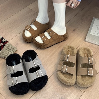 毛毛鞋女小皮鞋2025年秋冬季新款