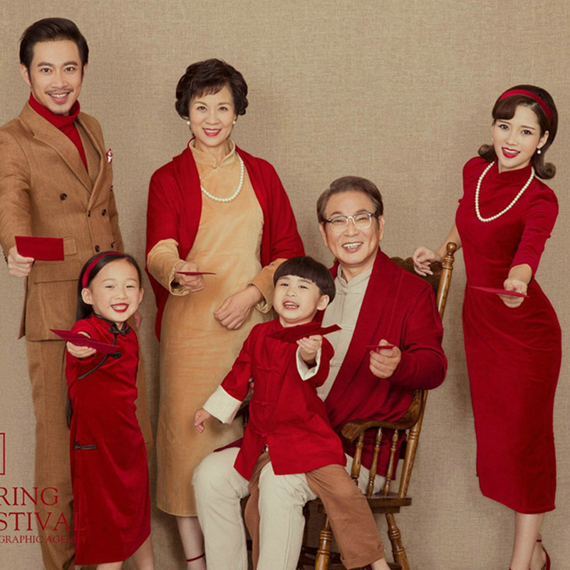 出租新款影楼全家福摄影服装一家六口家庭装拍照亲子服装租赁