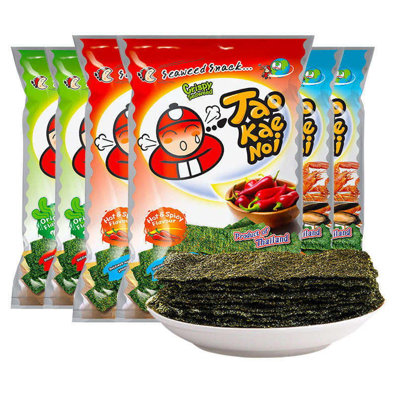 泰国进口老板仔香脆海苔片15gTaoKaeNoi网红袋装即食紫菜儿童零食,零食/坚果/特产,海苔系列,淘宝优惠券,粉丝福利购,淘宝优惠卷
