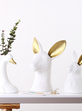 创意花瓶摆件客厅插花高级感瓶子进门轻奢高档玄关装饰品动物造型