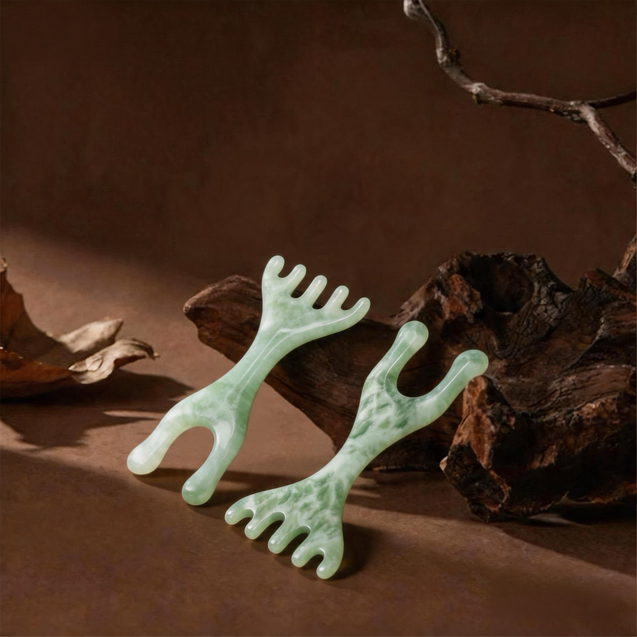 天然玉石五爪头部按摩器经络按摩梳子挠头皮疗神器面脸部全身通用