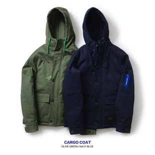 WARMTREES 秋冬MA1飘带夹棉连帽工装夹克保暖外套御寒防水厚棉衣