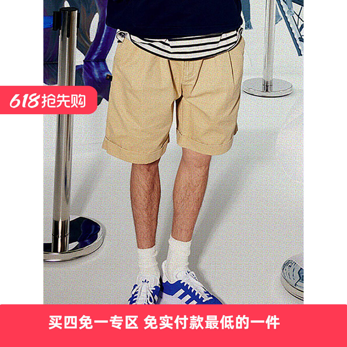 ANB2023春夏 / GOODJOB水洗宽大棉布短裤（灰色/卡其色）