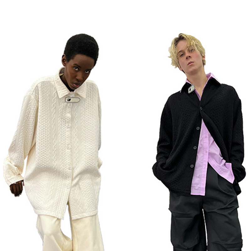 UMAMIISM毛绒麻花毛衣纹路衬衫