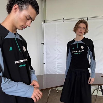 UMAMIISM拼接半拉链训练服Polo