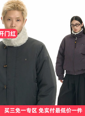 【双面穿】TGNS立领毛领棉服男生冬天派克服外套女款加厚保暖棉衣