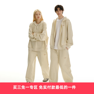 TGNS潮牌仿麂皮休闲套装上衣连帽开衫男女年秋季百搭情侣外套卫裤
