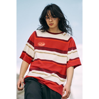 OSCill条纹街头宽松短袖T恤