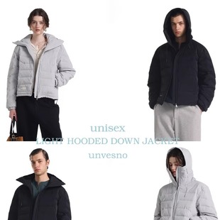 【防水防风】Unvesno(UN)90白鸭绒保暖经典连帽V型排骨轻薄羽绒服