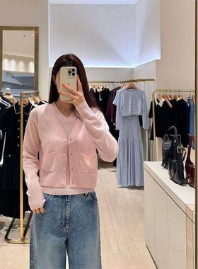 CI代购S家26春夏大V领金属扣贴袋短款宽松针织开衫SFPCA01387