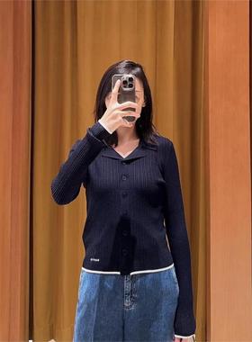 CI代购S家25秋冬法式西装领提花修身单排扣针织开衫SFPCA01271