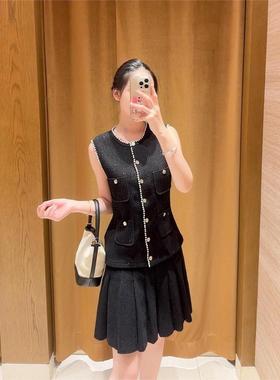 CI代购S家25秋冬学院风混线亮片编织针织百褶半身裙SFPJU01379