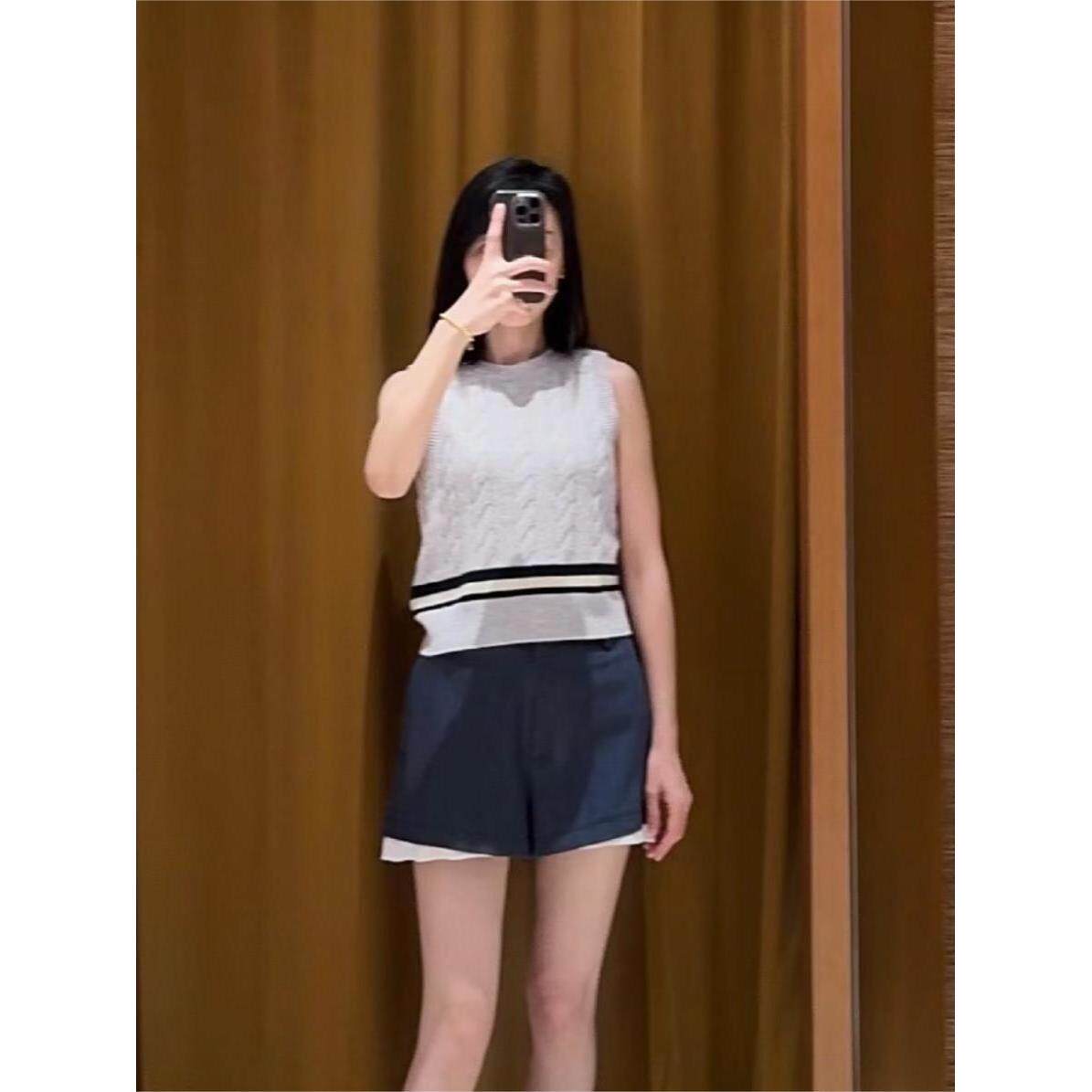 CI代购S家25秋冬简约条纹圆领麻花针织衫背心SFPPU02651