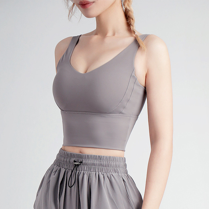 一体式运动内衣女高弹速干固定胸垫防震聚拢瑜伽背心健身跑步文胸