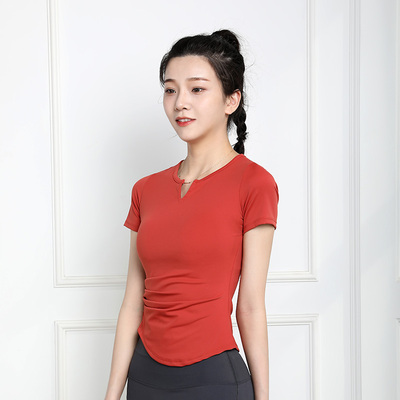 瑜伽服上衣V领速干紧身运动跑步