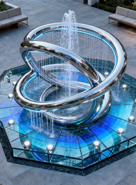 小区大型水景镂空不锈钢摆件