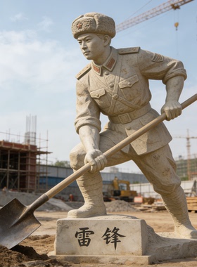 大型历史人物雷锋石雕汉白玉雕塑户外景区校园装饰摆件源头工厂