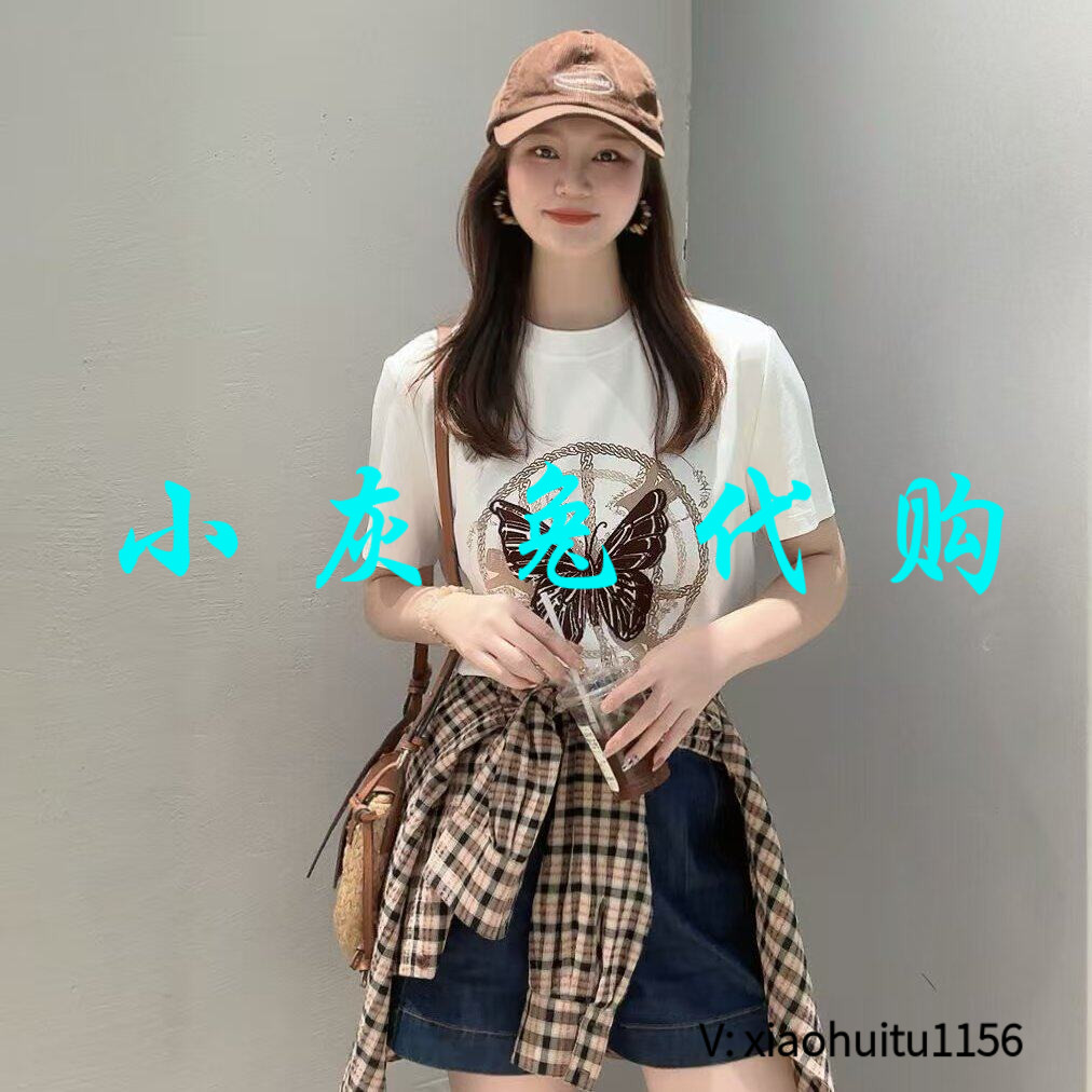 小灰兔专柜正品代购蝴蝶印花短袖