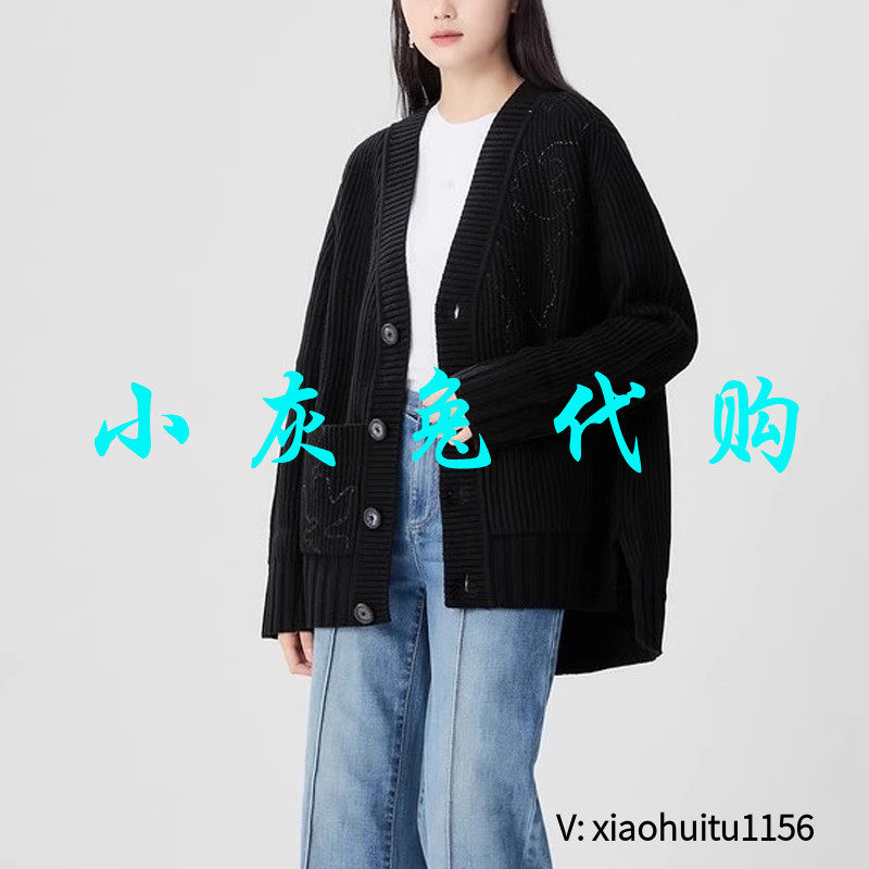 小灰兔专柜正品代购2026秋冬宽松V领针织开衫毛衣外套女1499258