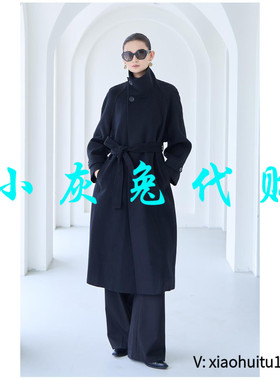 小灰兔专柜正品代购2025秋冬 中长款立领羊毛大衣140050-803349