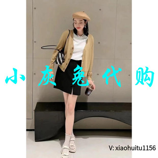 代购 4T17243 2025新款 1499163 001 v领羊毛针织开衫 小灰兔专柜正品