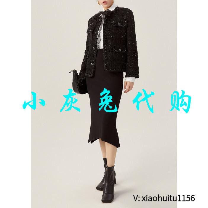 小灰兔代购鱼尾裙黑色包臀