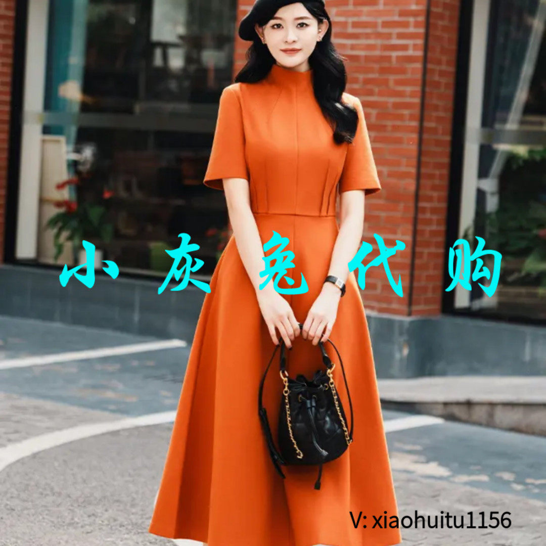 小灰兔专柜正品代购2026春装新款修身半高领短袖连衣裙女1500531