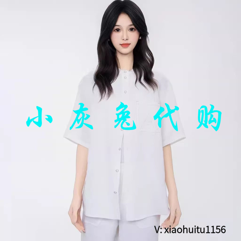 小灰兔专柜正品代购2025夏季新款亚麻短袖衬衫 女530060-2036533