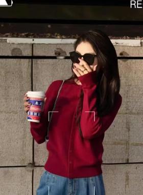 小灰兔专柜正品代购2025春装款安可拉红针织开衫5499274-7T46225