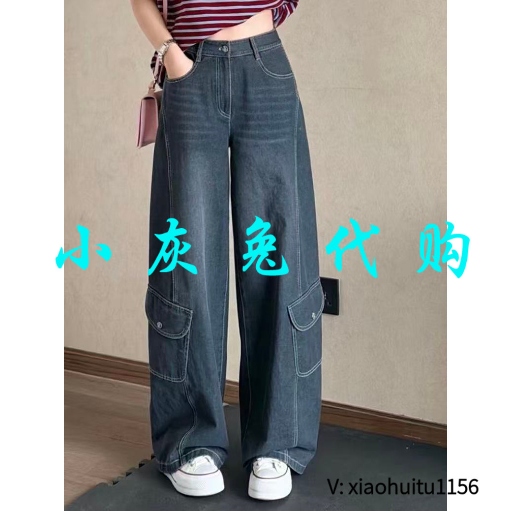 小灰兔专柜正品代购2026新款口袋设计黑灰色弯刀牛仔裤510089
