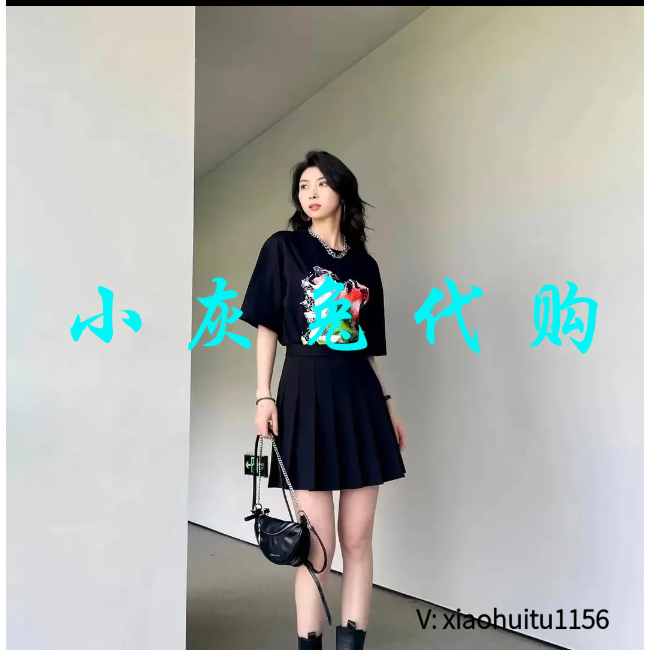 小灰兔专柜正品代购2026夏季新款宽松短袖T恤1300902-11193CB-001