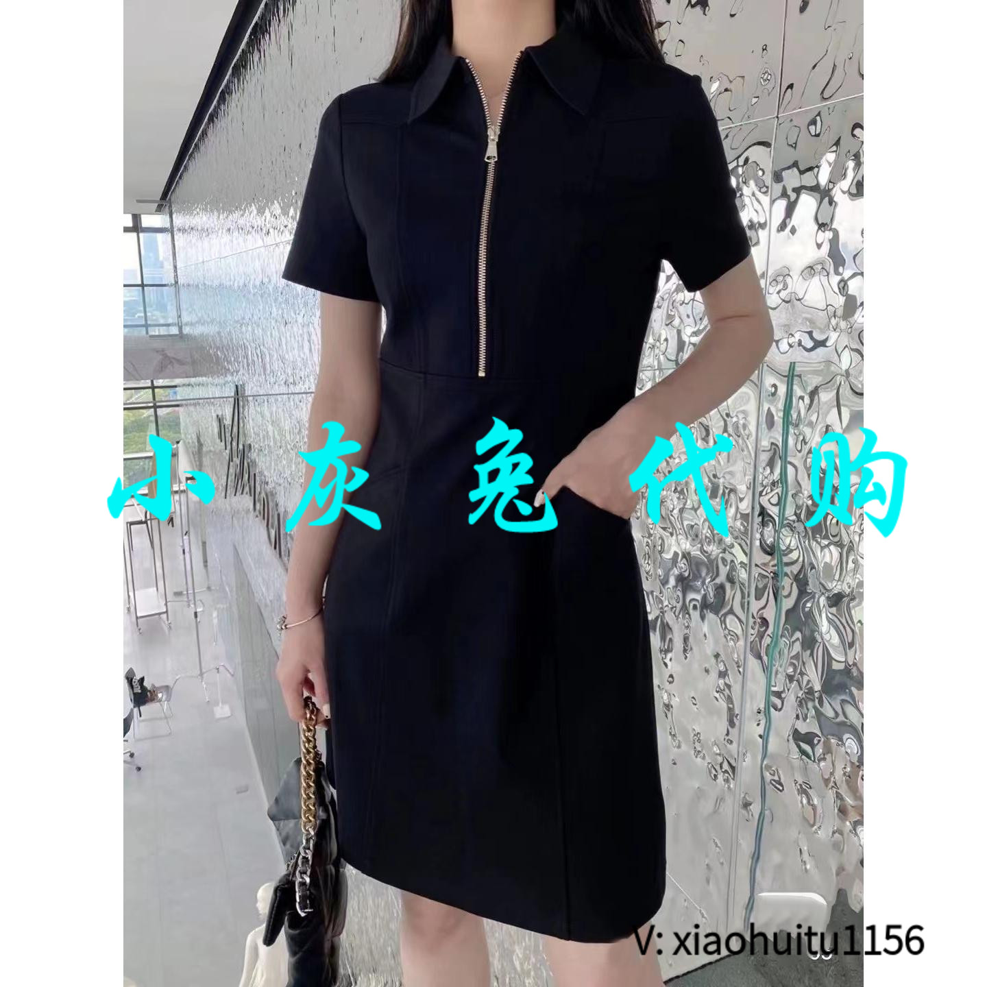 小灰兔正品代购黑色连衣裙短袖