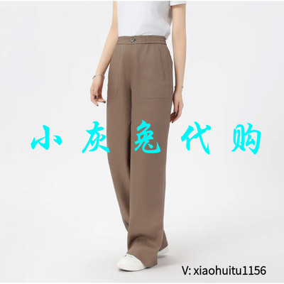小灰兔专柜正品代购2026款纯色百搭腰头两侧松紧麻料直筒裤510052