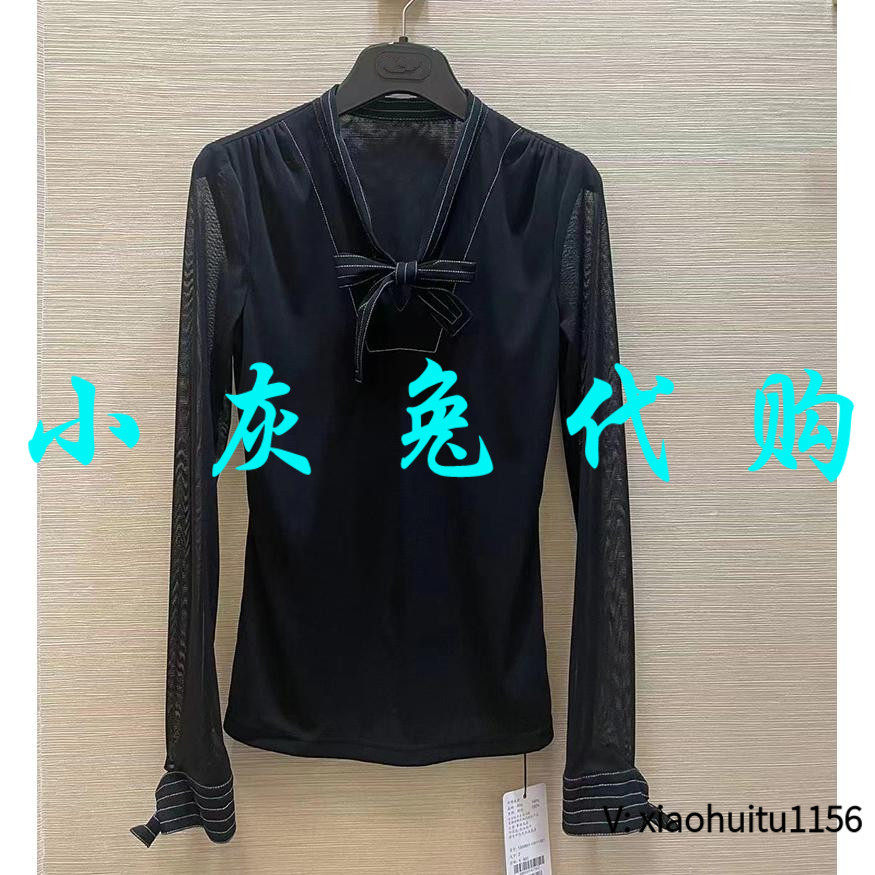 小灰兔正品代购系带透视衬衫
