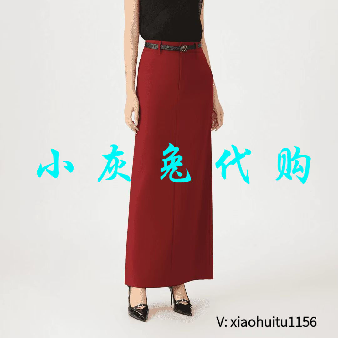 小灰兔专柜正品代购 气质百搭西装高腰修身加长半身裙5200472