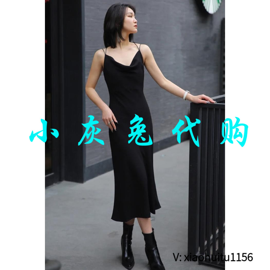 小灰兔正品代购黑色连衣裙吊带