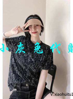 小灰兔专柜正品代购20253夏装涂鸦短袖T恤女5300825-2A26811-001