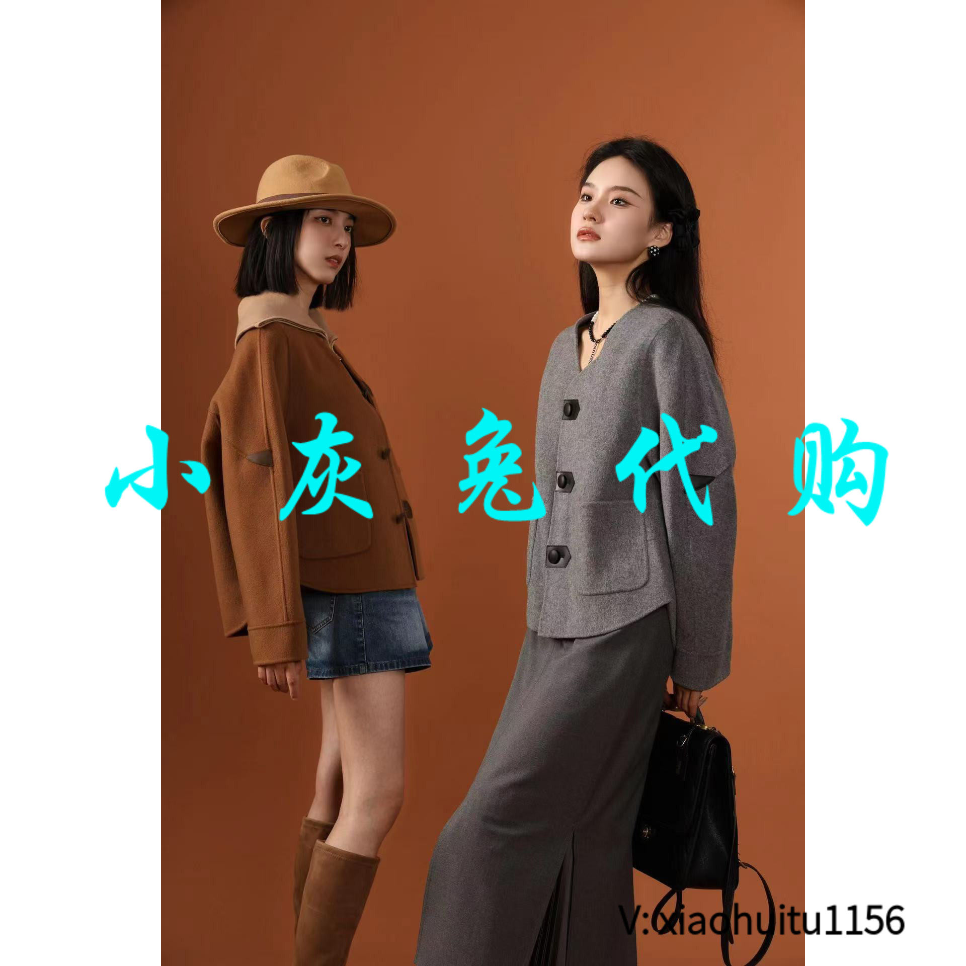 小灰兔专柜正品代购2025秋冬新款毛呢短外套1400779-3025131-001