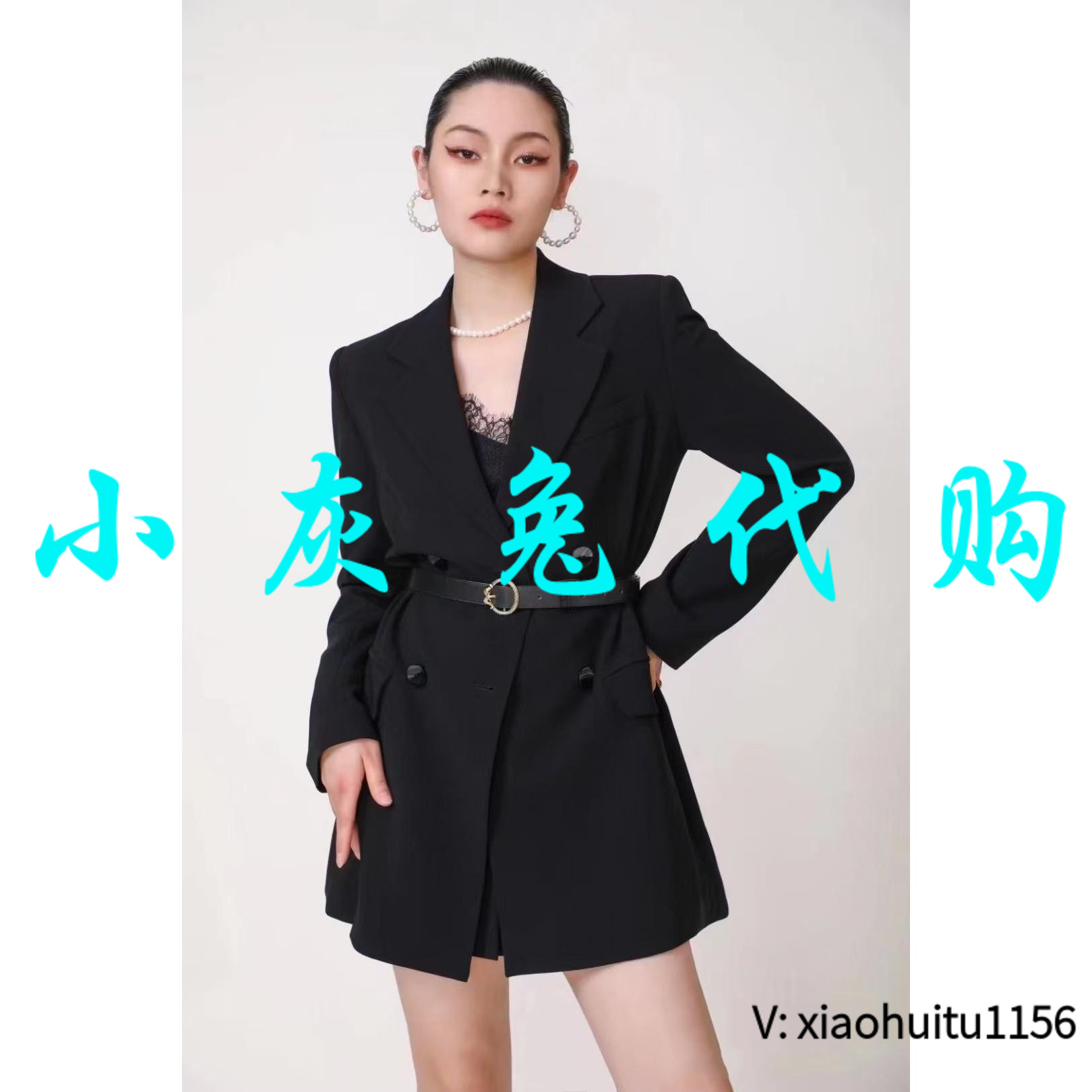 小灰兔正品代购气质双排扣西装