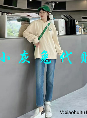 小灰兔专柜正品代购2025秋款连帽涂鸦卫衣女1300781-42095CK-001