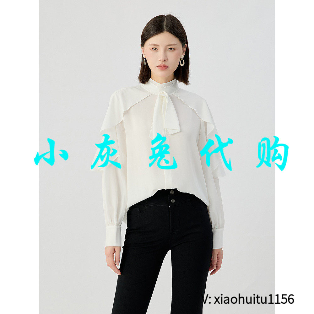 小灰兔专柜正品代购 双层小立领白色长袖衬衫女130079-1118861
