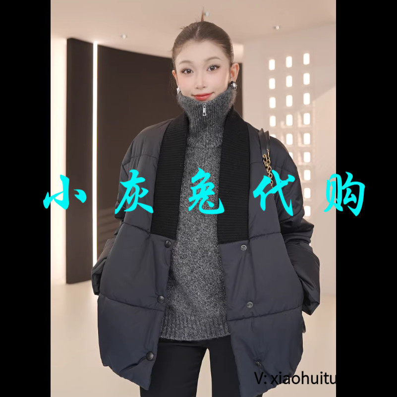 5折特卖 小灰兔专柜正品代购新中式显瘦V领简约棉服外套1400804