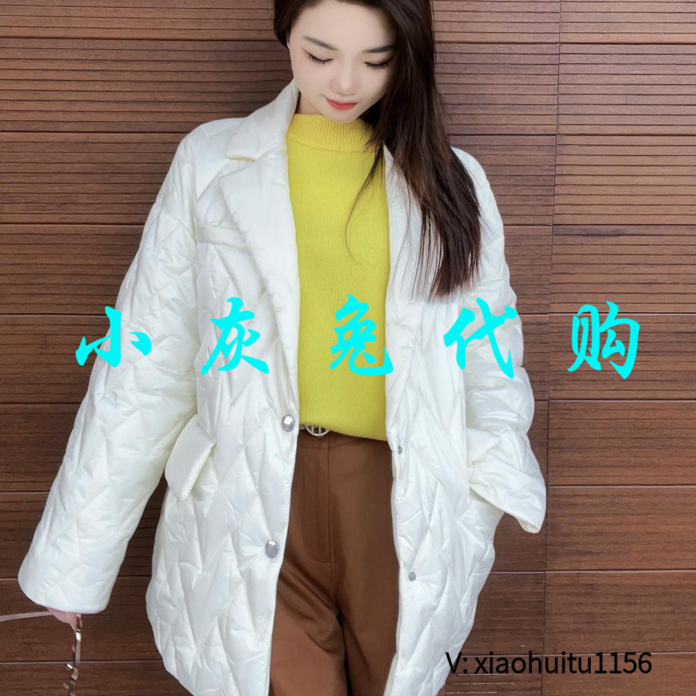 小灰兔专柜正品代购2026秋冬慵懒风菱格宽松保暖休闲棉服5400878